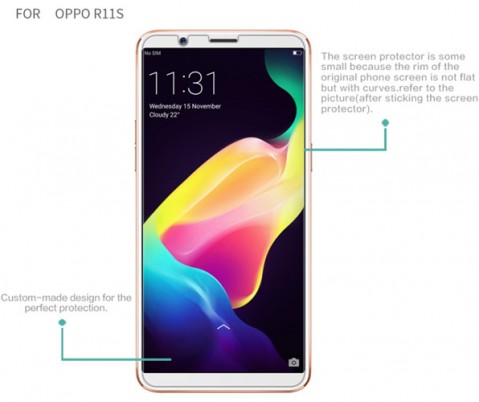 Premium Tempered Glass Screen Protector For Oppo R11s
