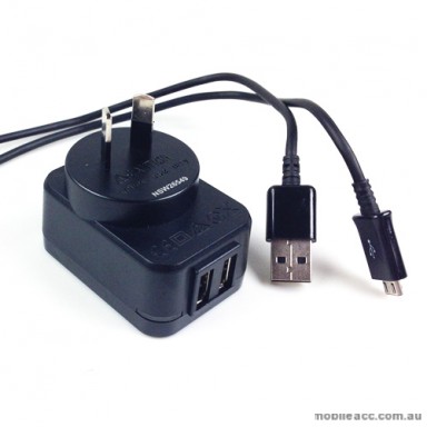 Safety Approval Travel Adapter Charger with Dual USB Output - Black