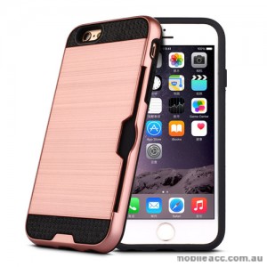 Rugged Shockproof Tough Back Case With Side Card Slot For iPhone 6/6s - Rose Gold