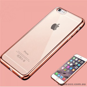 Rubber Metal Bumper Frame TPU Gel Back Case Cover Skin For iPhone 6/6S -Rose Gold x2