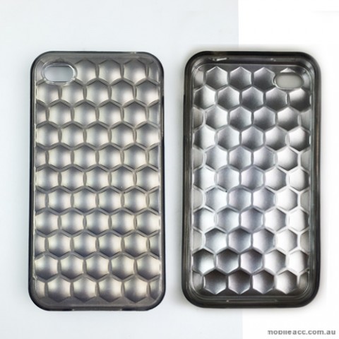 TPU Gel Honeycomb Case for iPhone 4/4S - Grey