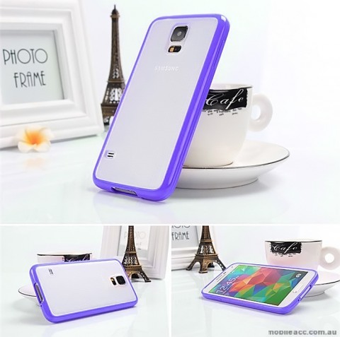Transparent TPU   PC Case Cover for Samsung Galaxy S5 - Purple