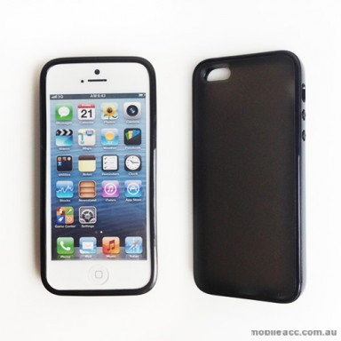 Dual Design TPU   PC Back Case for Apple iPhone 5/5S/SE - Black