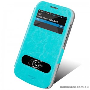MOFI Leather Stand Flip Cover for Huawei Ascend Y600 - Blue