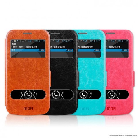 MOFI Leather Stand Flip Cover for Huawei Ascend Y600 - Blue