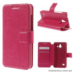Stand Leather Wallet Case Cover for Huawei Ascend Y550 - Rose