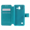Stand Leather Wallet Case Cover for Huawei Ascend Y550 - Blue