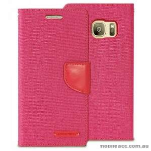 Korean Mercury Canvas Diary Wallet Case For Samsung Galaxy S7 - Hot Pink