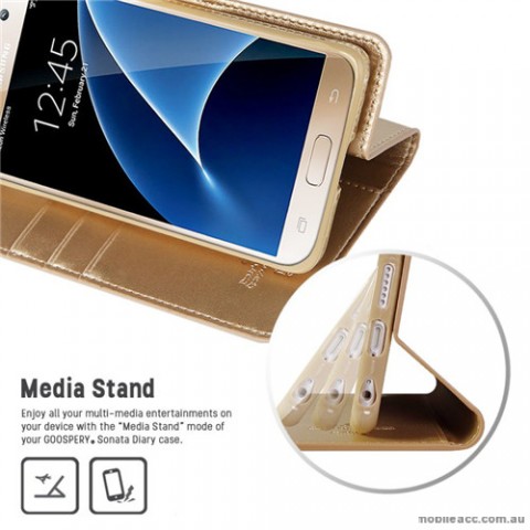 Korean Mercury Sonata Wallet Case for Samsung Galaxy S7 Gold