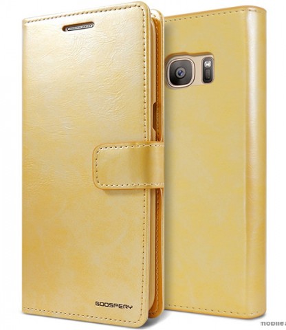 Mercury Blue Moon Diary Wallet Case for Samsung Galaxy S7 Edge Gold