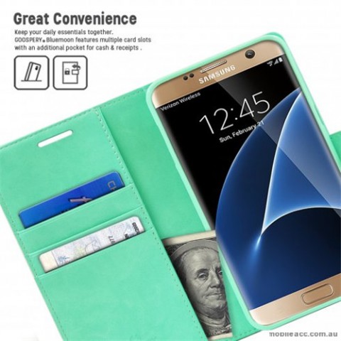 Mercury Blue Moon Diary Wallet Case for Samsung Galaxy S7 Edge Mint