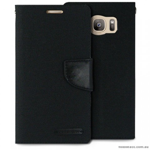 Korean Mercury Canvas Diary Wallet Case For Samsung Galaxy S7 Edge - Black