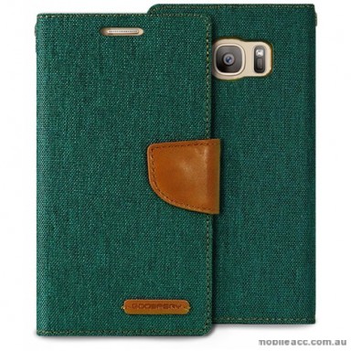 Korean Mercury Canvas Diary Wallet Case For Samsung Galaxy S7 Edge - Green