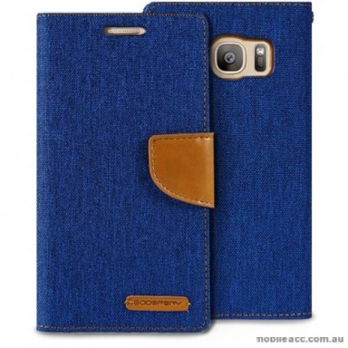 Korean Mercury Canvas Diary Wallet Case For Samsung Galaxy S7 Edge - Royal Blue