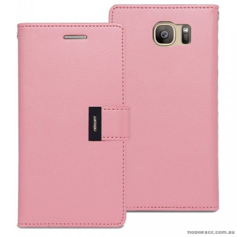 Mercury Rich Diary Wallet Case for Samsung Galaxy S7 Edge Light Pink