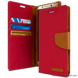 Mercury Goospery Canvas Diary Stand Wallet Case Cover For Samsung Galaxy S8 Red