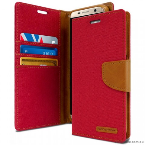 Mercury Goospery Canvas Diary Stand Wallet Case Cover For Samsung Galaxy S8 Red