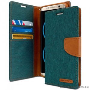 Mercury Goospery Canvas Diary Stand Wallet Case Cover For Samsung Galaxy S8 Green