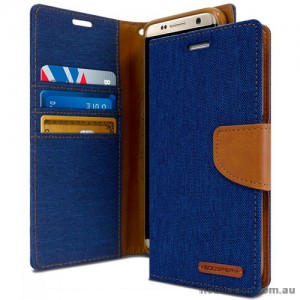 Mercury Goospery Canvas Diary Stand Wallet Case Cover For Samsung Galaxy S8 Blue