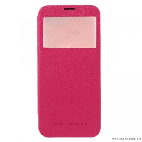 Korean Mercury WOW Window View Flip Cover For Samsung Galaxy S8 - Hot Pink