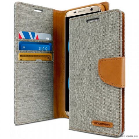 Mercury Goospery Canvas Diary Stand Wallet Case Cover For Samsung Galaxy S8 Plus Grey