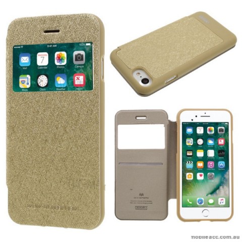 Korean Mercury WOW Window View Flip Cover For iPhone 7/8 4.7 Inch - Gold