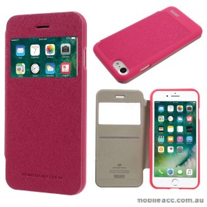 Korean Mercury WOW Window View Flip Cover For iPhone 7/8 4.7 Inch - Hot Pink