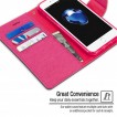 Korean Mercury Canvas Diary Diary Wallet Case Cover For iPhone 7/8 4.7 Inch - Hot Pink