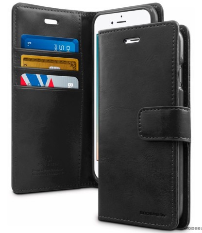 Mercury Goospery Blue Moon Diary Wallet Case For iPhone 7/8 4.7 Inch - Black