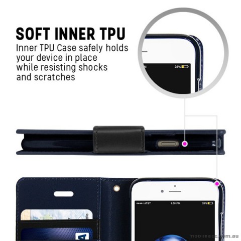 Korean Mercury Sonata Diary Wallet Case Cover For iPhone 7+/8+  5.5 inch - Navy