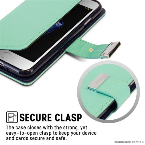 Korean Mercury Rich Diary Wallet Case Cover For iPhone 7+/8+   5.5 inch - Mint Green