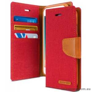 Korean Mercury Canvas Diary Diary Wallet Case Cover For iPhone 7+/8+  5.5 inch - Red