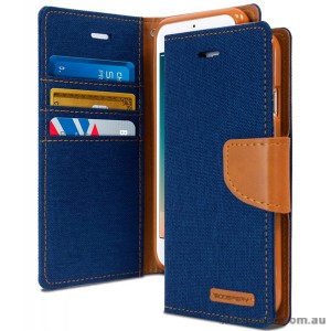 Korean Mercury Canvas Diary Diary Wallet Case Cover For iPhone 7+/8+  5.5 inch - Blue
