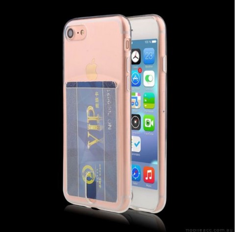 TPU Gel Jelly Back Case With Card Slot For iPhone 7/8 4.7 Inch - Clear