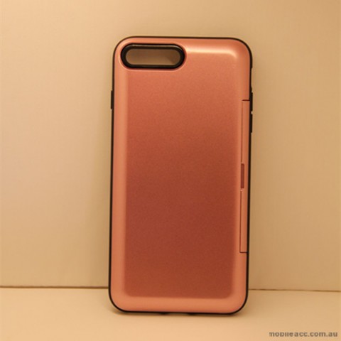 Slide Bumper Stand Case With Card Holder For iPhone 7/8 4.7 Inch - Rose Gold