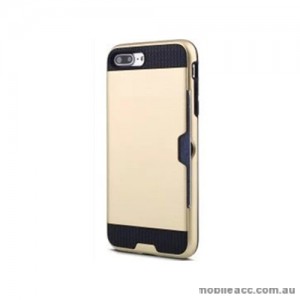 Rugged Shockproof Tough Back Case With Side Card Slot For iPhone 7 Plus - Gold