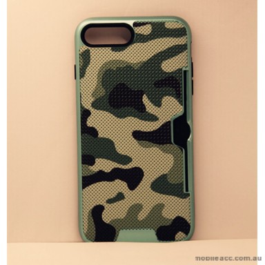 Camouflage Slim Armor Hybird Impact Bumper Card Slot Shockproof Case For iPhone 7/8 4.7 Inch - Green