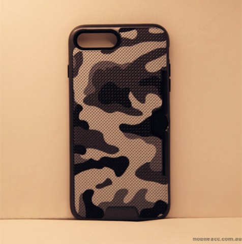 Camouflage Slim Armor Hybird Impact Bumper Card Slot Shockproof Case For iPhone 7 Plus - Black