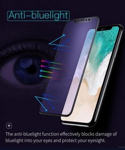 Anti-blue-ray Silk Print Full Coverage Tempered Glass Screen Guard For iPhone X - Black Frame