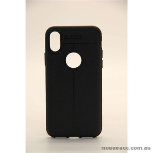 TPU PU Leather Back Case For iPhone X - Black