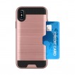 Rugged Shockproof Tough Back Case With Side Card Slot For iPhone X - Rose Gold