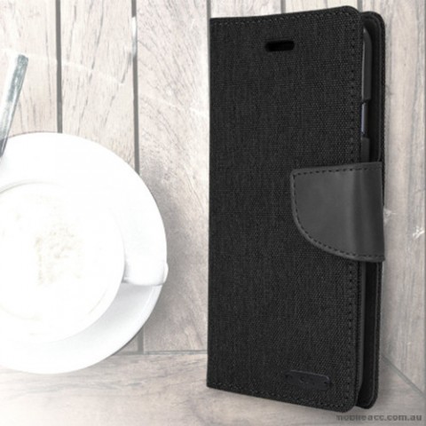 Korean Mercury Canvas Diary Diary Wallet Case Cover For iPhone X - Black