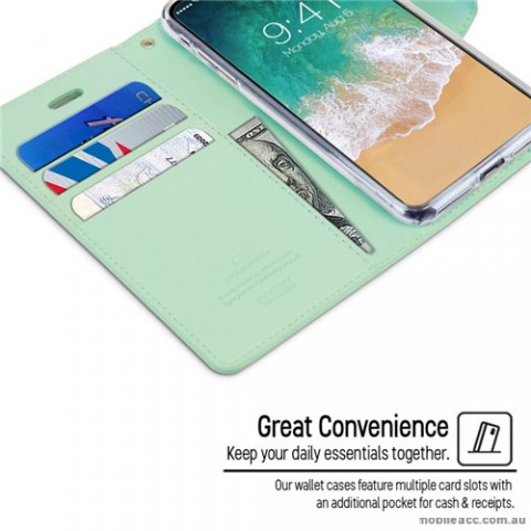 Mercury Goospery Sonata Diary Stand Wallet Case For iPhone X - Mint