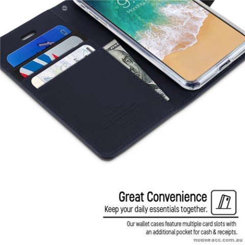 Mercury Goospery Sonata Diary Stand Wallet Case For iPhone X - Navy