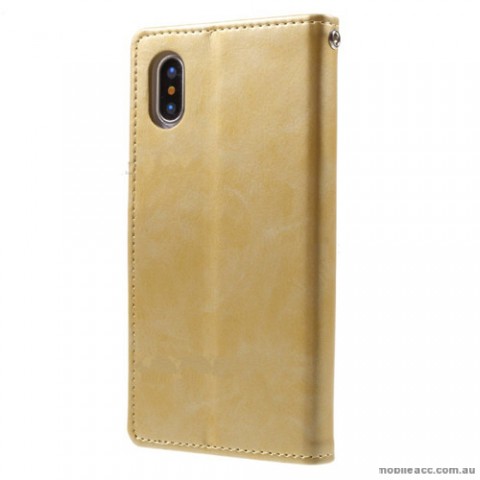 Mercury Goospery Blue Moon Diary Wallet Case For iPhone X - Gold