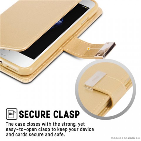 Mercury Rich Diary Wallet Case for iPhone X - Gold