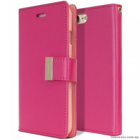 Mercury Rich Diary Wallet Case for iPhone X - Hot Pink