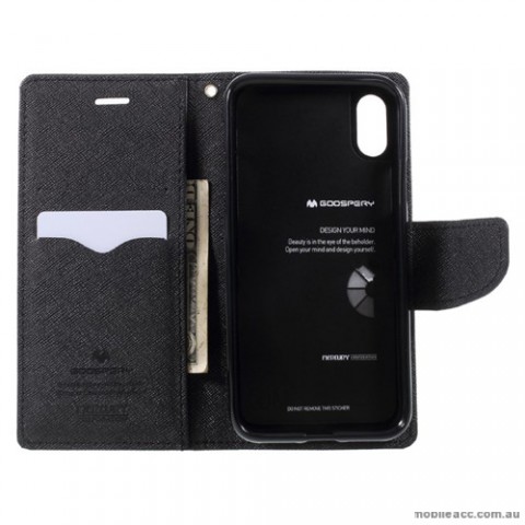 Korean Mercury Fancy Diary Wallet Case For iPhone X - Black