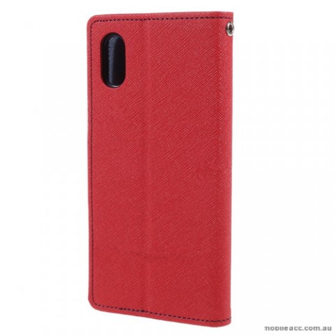 Korean Mercury Fancy Diary Wallet Case For iPhone X - Red