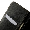 Litchi Skin TPU In Wallet Case Cover for Motorola Moto G2 2014 - Black